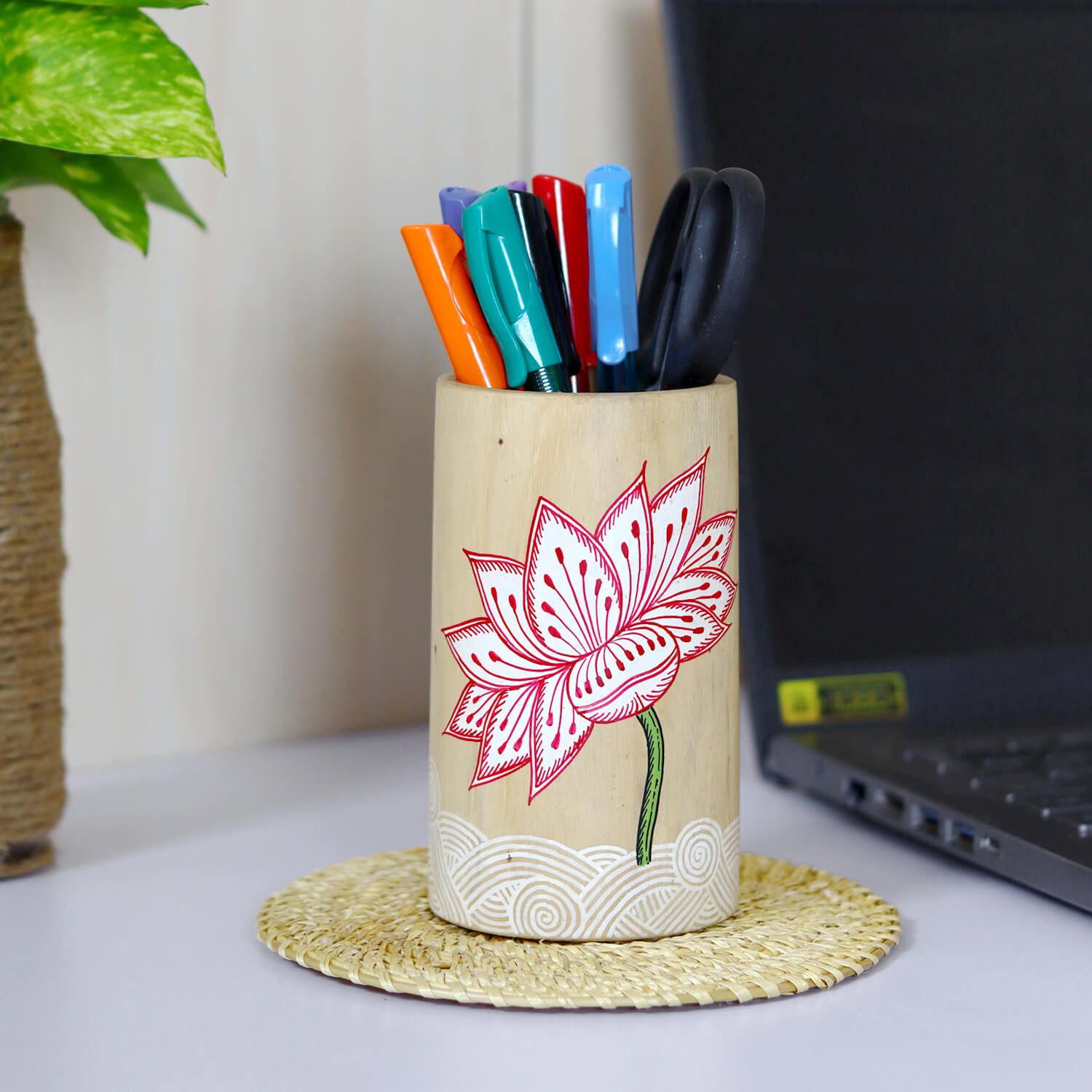 Wooden Pattachitra Pen / Pencil Stand