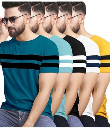 AUSK Pack of 5 Cotton Blend Regular Fit Men's T-Shirt ( Navy Blue )