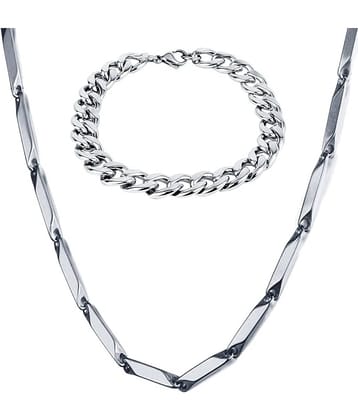 FASHION FRILL - Silver Plated Stainless Steel Chain ( Pack of 2 )