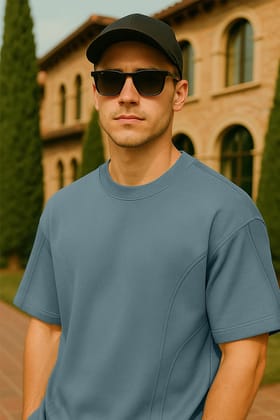 Dusty Blue Oversized T-shirt-XS