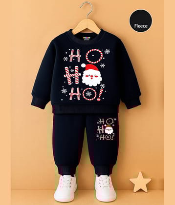 Kuchipoo Pack of 1 Boys Fleece Sweatshirt & Trackpant Set ( Black )