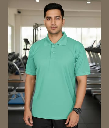 ANAND. Men Polyester Relaxed Fit Solid T-Shirt ( Sea Green )