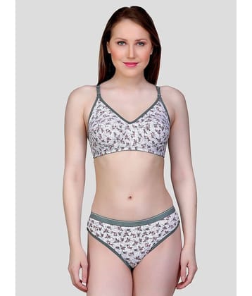 TCG Cotton Lycra Women's Bra & Panty Set ( Light Grey )