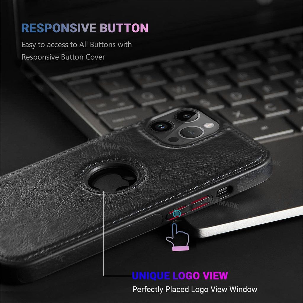 LIRAMARK PU Leather Flexible Back Cover Case Designed for iPhone 14 Pro Max (6.7 inch)