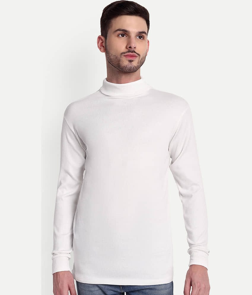 Zeffit Woollen Blend High Neck Men's Full Sleeves Pullover Sweater - Off White ( Pack of 1 )