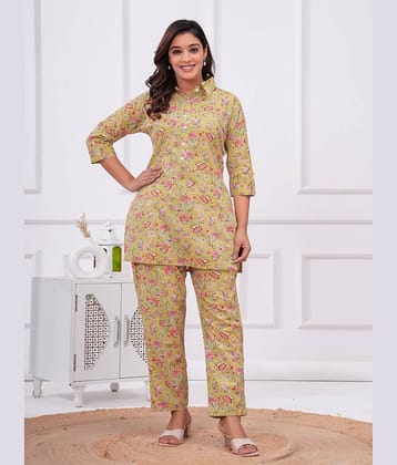 Nevisha Style Women Printed Tunic With Trousers Co-Ord Set ( Brown )