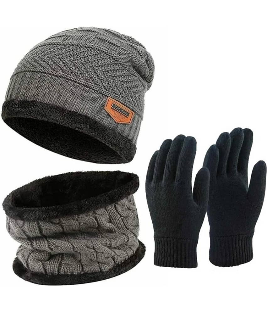 AKSMIT Gray Woollen Women's Cap ( Pack of 1 )
