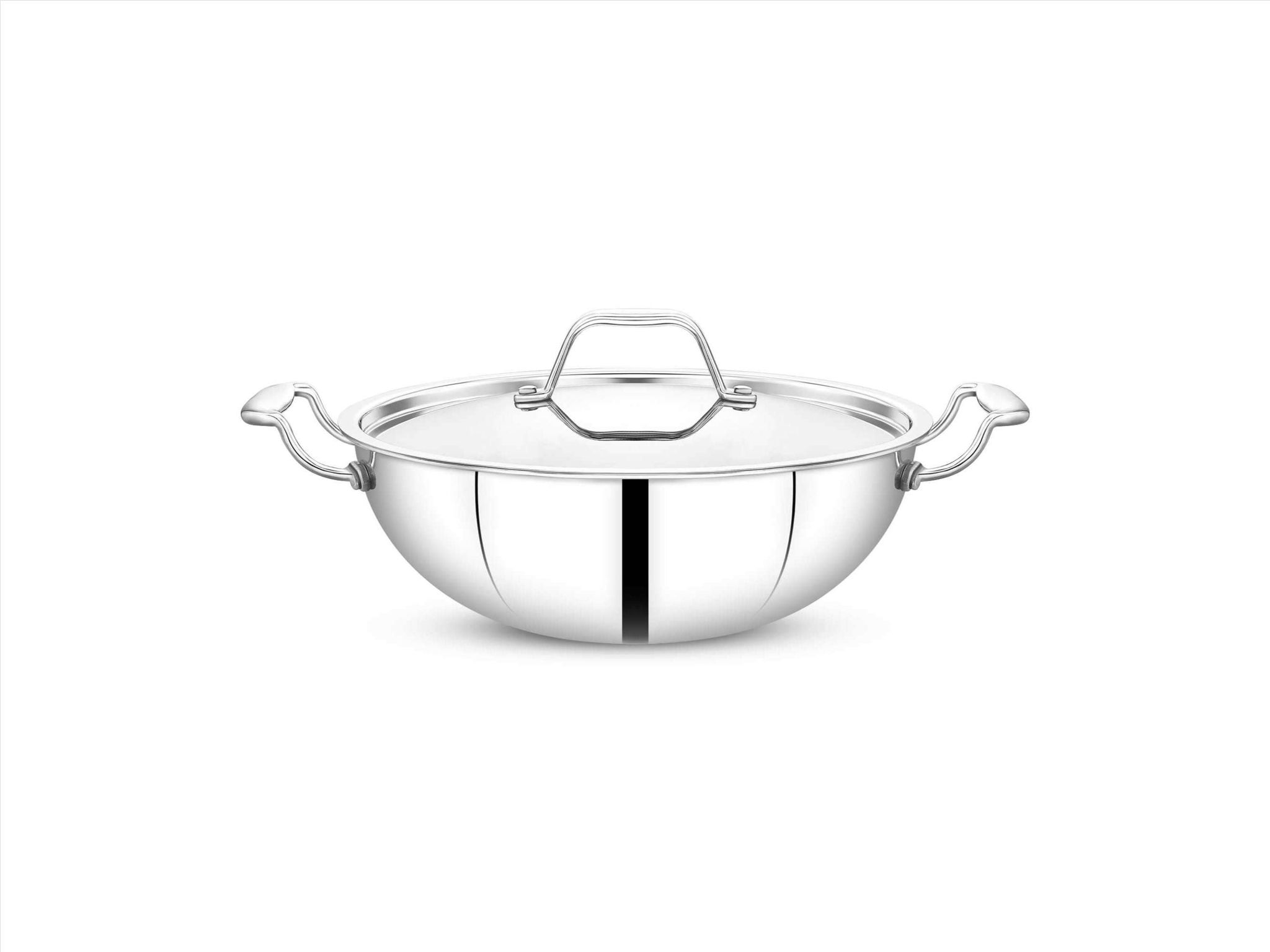 Maxima Triply Stainless Steel Kadai With Lid - 24cm | 2.5Ltr (Induction Friendly)