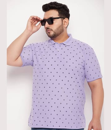 GET GOLF Pack of 1 Cotton Blend Regular Fit Printed Half Sleeves Men's Polo T Shirt ( Lavender )
