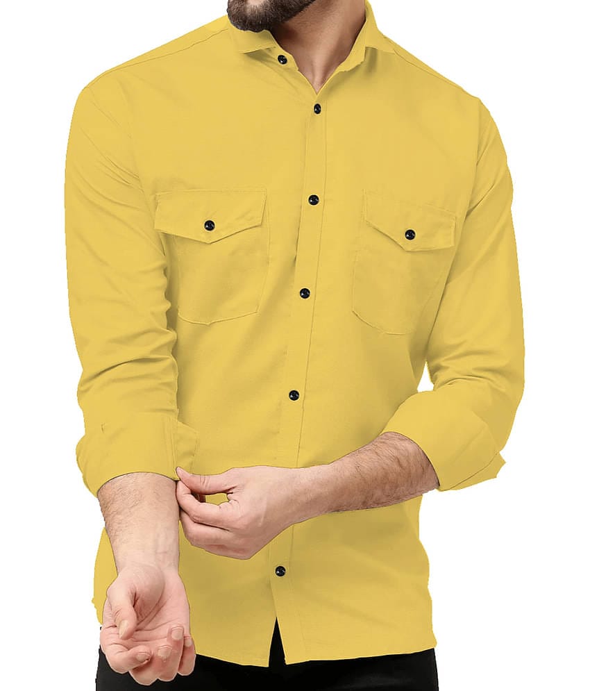 Qlonz store Cotton Blend Regular Fit Solids Full Sleeves Men's Casual Shirt - Brown ( Pack of 1 )