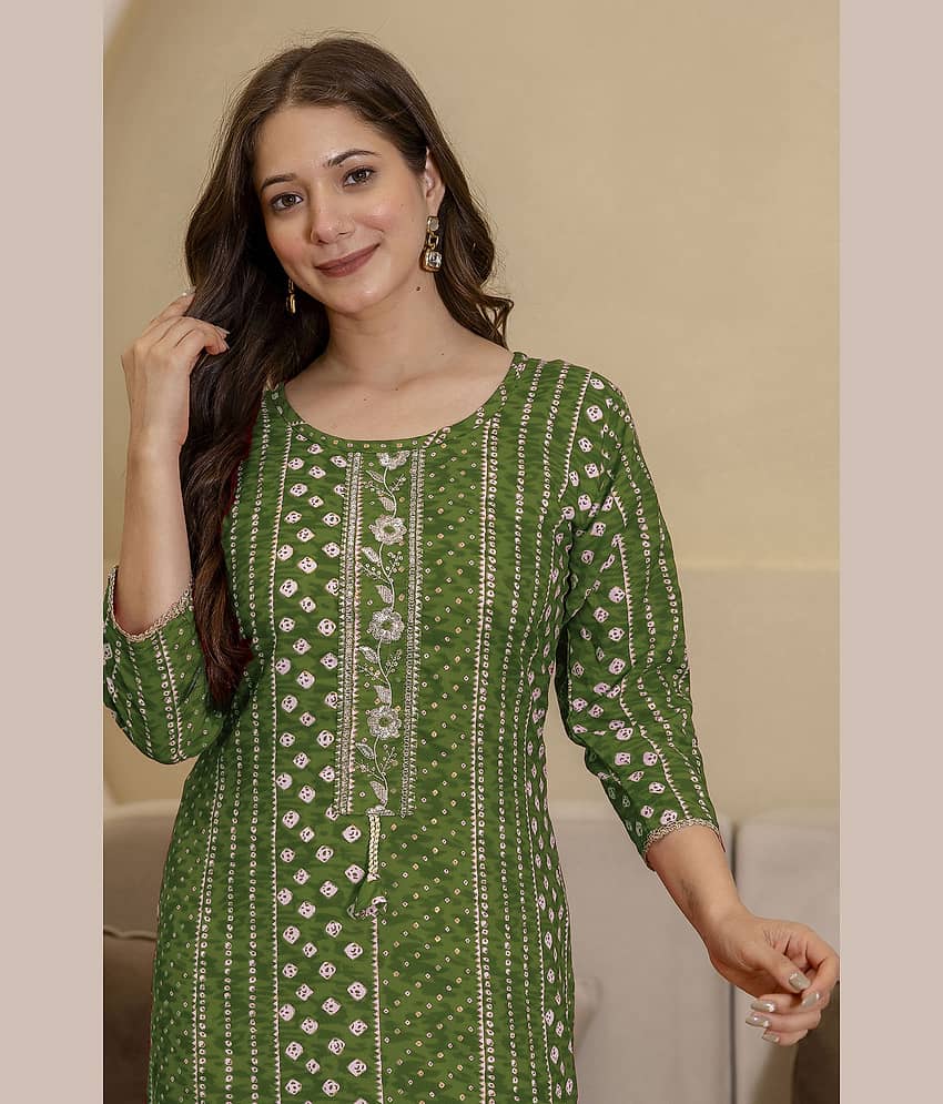 Kapadia Women Cotton Embroidered Straight Kurti ( Multicolor )