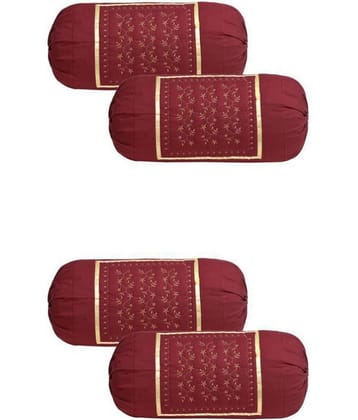 MAHALUXMI COLLECTION Pack of 4 Maroon Pillow Cover