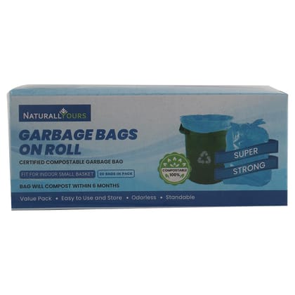 NATURALLYOURS Garbage Bags 2 Packs Roll On Eco-Friendly 25 Micron Dustbin Trash Plastic for Home, Bathroom, Office, Kitchen Waste Disposal 15 Bags/Roll (18 x 21 Inch) Medium Easy Use