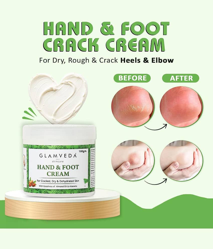 Glamveda Hand & Foot Crack Cream For Dry, Rough & Crack Heels 100 gm (Pack of 1)