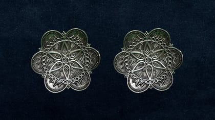 Bilasita Navaratri Collection Oxidised Floral Stud Earrings | Vintage Ethnic Charm | Festive Wear
