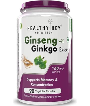 HEALTHYHEY NUTRITION Ginseng Ginkgo Improves Memory Concen 160 mg Capsule