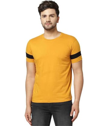 TAZO Cotton Blend Regular Fit Solid Half Sleeves Men's Round T-Shirt - Mustard ( Pack of 1 )