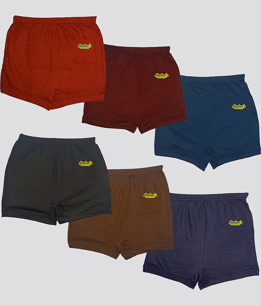 dhachoo's premium Pack of 6 Boys Cotton Trunks ( Multicolor )