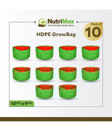 Nutrimax HDPE 200 GSM Growbags 12 inch x 9 inch Pack of 10 Outdoor Plant Bag