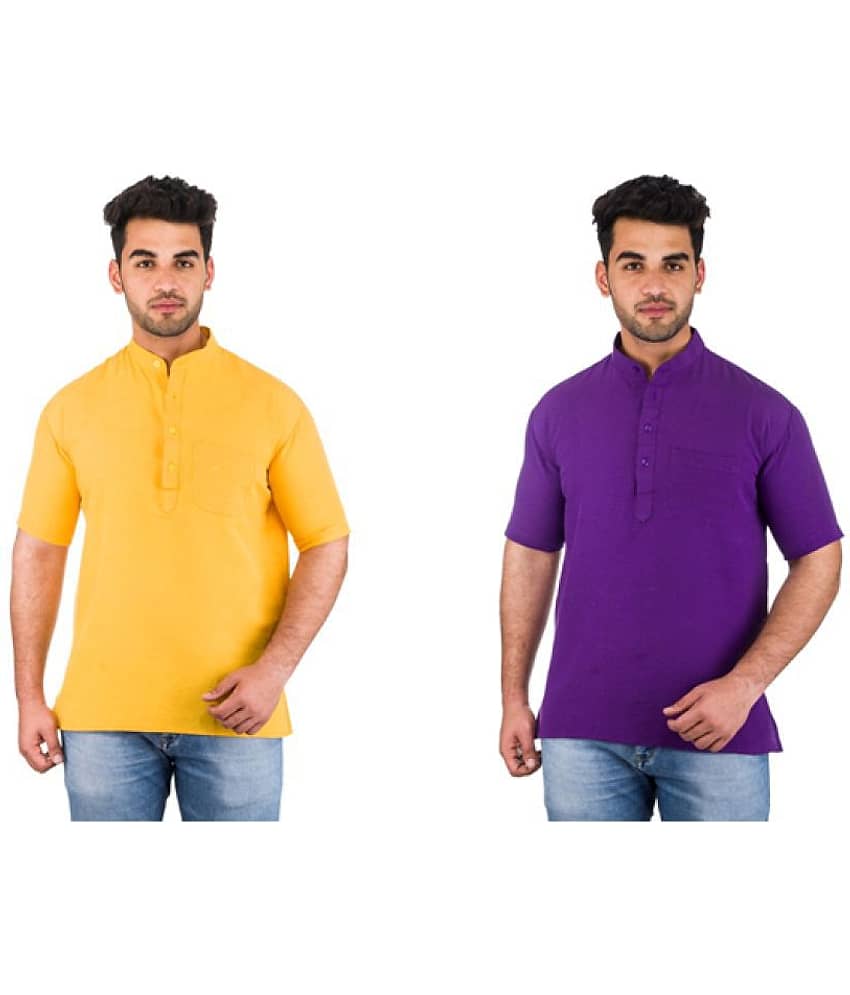 DESHBANDHU DBK Multi 100 Percent Cotton Kurta Pack of 2