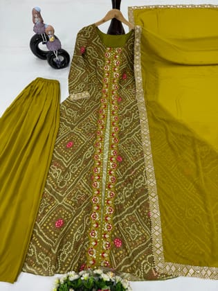 Designer Party Wear Fancy Cut Top With Plazzo Suit Set