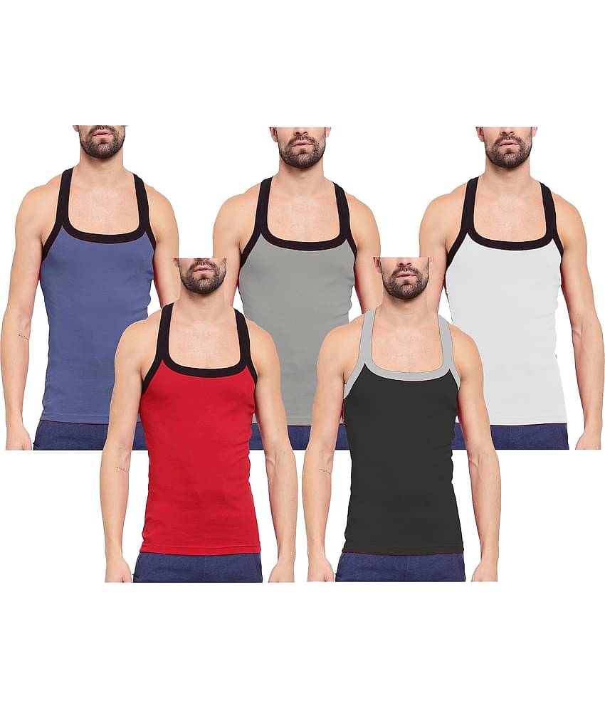 VEE SAA Pack of 5 Cotton Gym Vest For Men ( Multicolor )