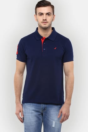 Men's Polo Collar T-Shirt - Navy Blue-Small / Navy Blue
