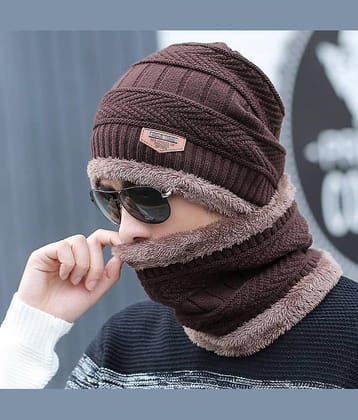 AKSMIT Brown Woollen Women's Cap ( Pack of 1 )