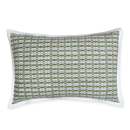 Block Print Pillow Case - Set of 2 - 18x27-18 x 27 Inches / White Green & Mint Green / 100% Cotton