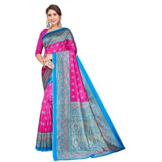 SVB Sarees Womens Pink Colour Art Silk Saree With Blouse