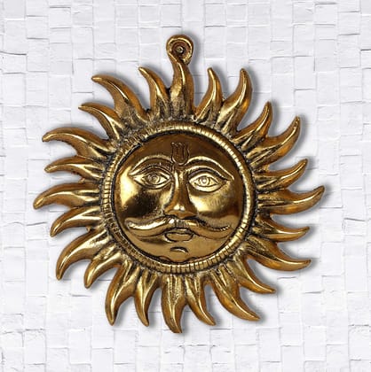 DreamKraft Metal Sun Main Door Wall Hanging for Home Decor and Gift Purpose (Gold, 18x18x2.5 cm)
