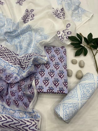 Pure Cotton Unstitched Suit With Cotton Dupatta