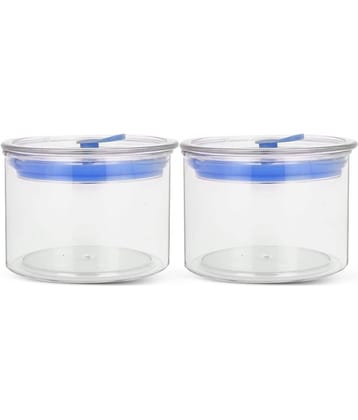 HomePro - Round Container | Airtight | Silicone Cap | Blue | Plastic Utility Container ( Set of 2 ) - 500 ml