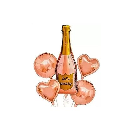 Lets Party Champagne Balloons set of 5PC  (w/ Helium Gas)
