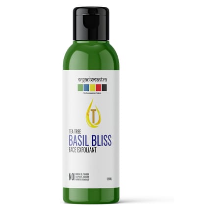 Organix Mantra Tea Tree Basil Bliss Face Exfoliator - Gentle Exfoliation | Harmonizing Rejuvenation | Revitalized Radiance & Silky Smoothness - Naturally Crafted & Botanically Blended - 120ML