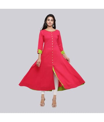 Yash Gallery - Pink Cotton Women's Front Slit Kurti ( Pack of 1 )