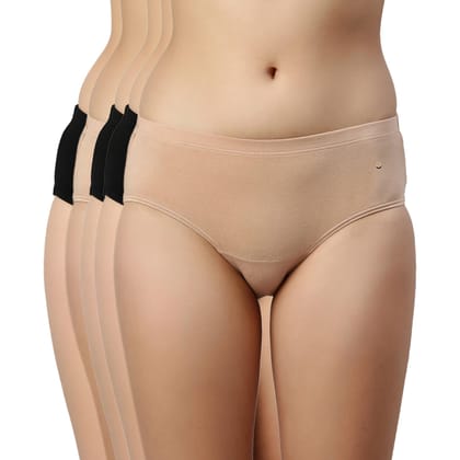Enamor CR17-Stretch Cotton Antimicrobial and Stain Releas Finish Hipster Panty-Pack of 3 Enamor CR17-Stretch Cotton Antimicrobial and Stain Releas Finish Hipster Panty-Pack of 3 - Jet Black/Nude / L