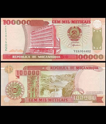 Mozambique 100000 Meticais Top Grade Beautiful Gem UNC Banknote
