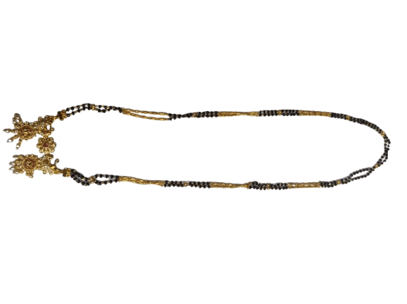 Black Beads Mangalsutra with Golden Pendant for Women