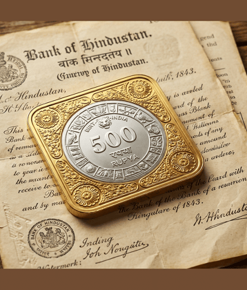 Premium Square 500 Rupya | BIRT-INDIA | Tiger Collectible Luxurious Coin Bar & Paper Weight 55 Grams