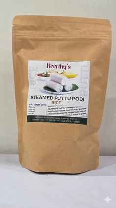 Keerthy Food Products Steamed Pottu Podi | Traditional Roasted Rice Flour for Puttu & Breakfast Recipes | Finely Ground Flour | 500g