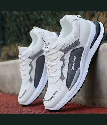 Xtoon Cushioned Walking Lightweight White Mesh Sneaker White Men's