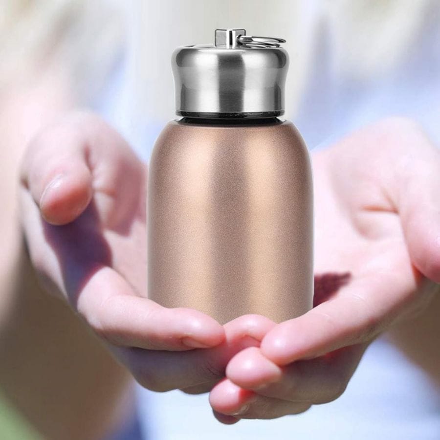 Portable Mini Vacuum Insulated Water Bottle with Keychain