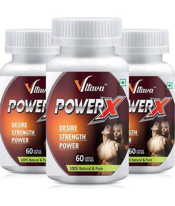 Vltava Power X Capsule Helps to Improve Vitality, Vigor & men's Performance 180 gm Unfalvoured Minerals Capsule Pack of 3