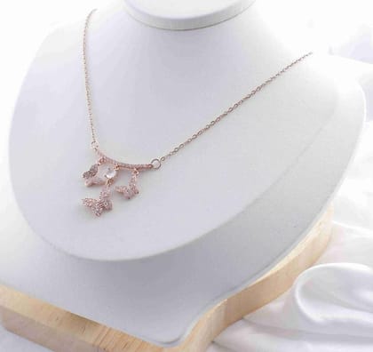 Stainless Steel Trio Butterfly Cubic Zirconia Pendent Neckla