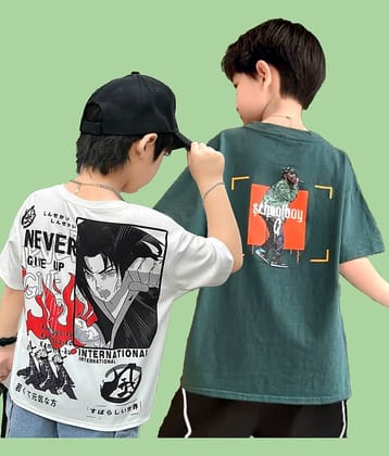 Christy World Pack of 2 Boys & Girls Cotton T-Shirt ( Multicolor )