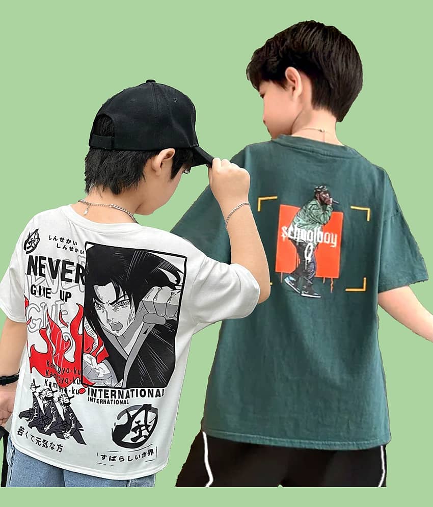 Christy World Pack of 2 Boys & Girls Cotton T-Shirt ( Multicolor )