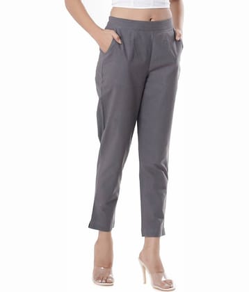 OuterWear Pack of 1 Cotton Regular Women's Casual Pants ( Grey )