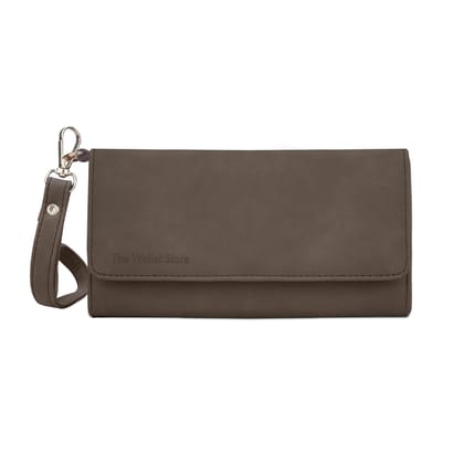 The Wallet Store Suede Leather Clutch For Women - Brown