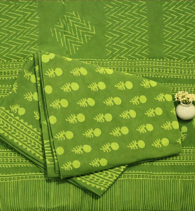Handcrafted Dabu Print Cotton Dress Material – 3 Piece Set